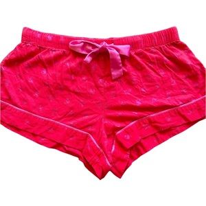 Victoria’s Secret red heart printed pj shorts with bow drawstring